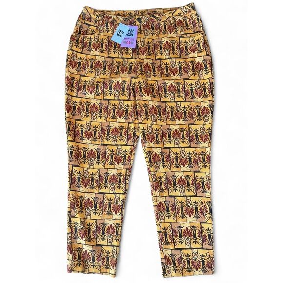 Lucy & Yak Jeans Size W40 / US 16 Organic Yellow BOHO Billie Print High Waist - Picture 1 of 12